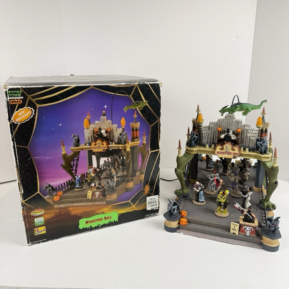 Lemax Town Monsters Ball 54302 Halloween With Lights and Sounds 2005 *Flawed*